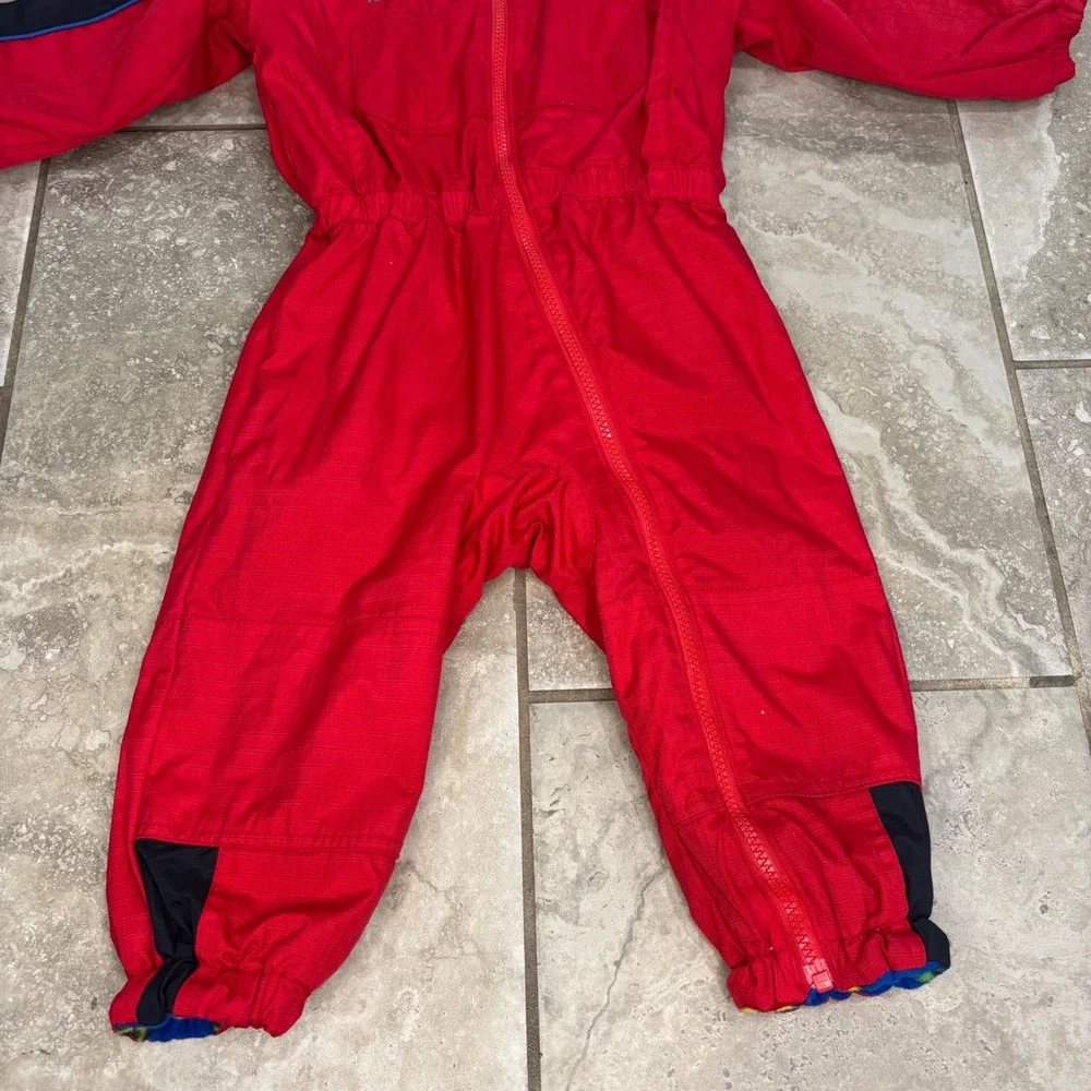 Columbia Tectonite Kids Snow Suit Red Black Fleece Lined One Piece‎ Bunting 3T